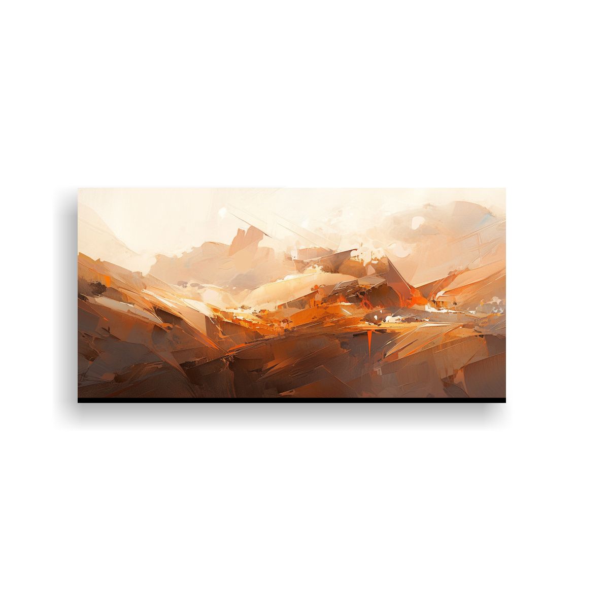 GENERICO - Cuadro Abstracto Paisaje Marrón En Tela Con 80x40 Cm