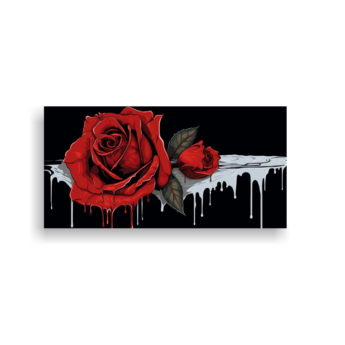 GENERICO - Cuadro Moderno Efecto Visual De Rosa Sangrante En 100x50 Cm