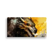 GENERICO - Cuadro De Dragón Amarillo Y Oro En Atmosfera 60x30 Cm