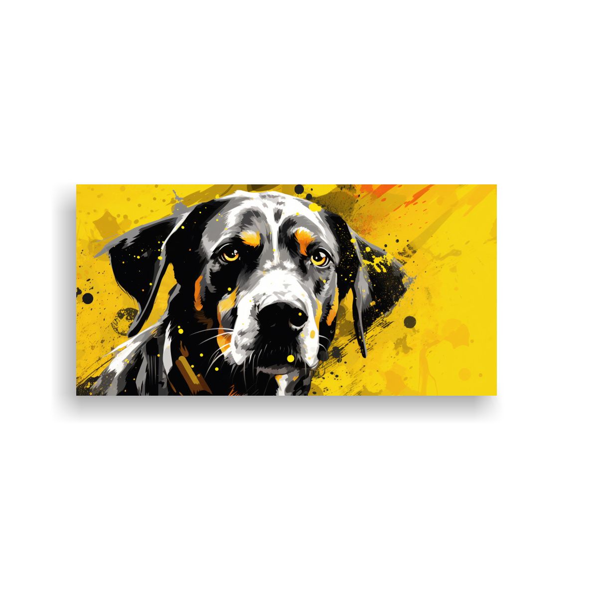 GENERICO - Cuadro Líneas Finas Época Perro En Amarillo Y 80x40 Cm