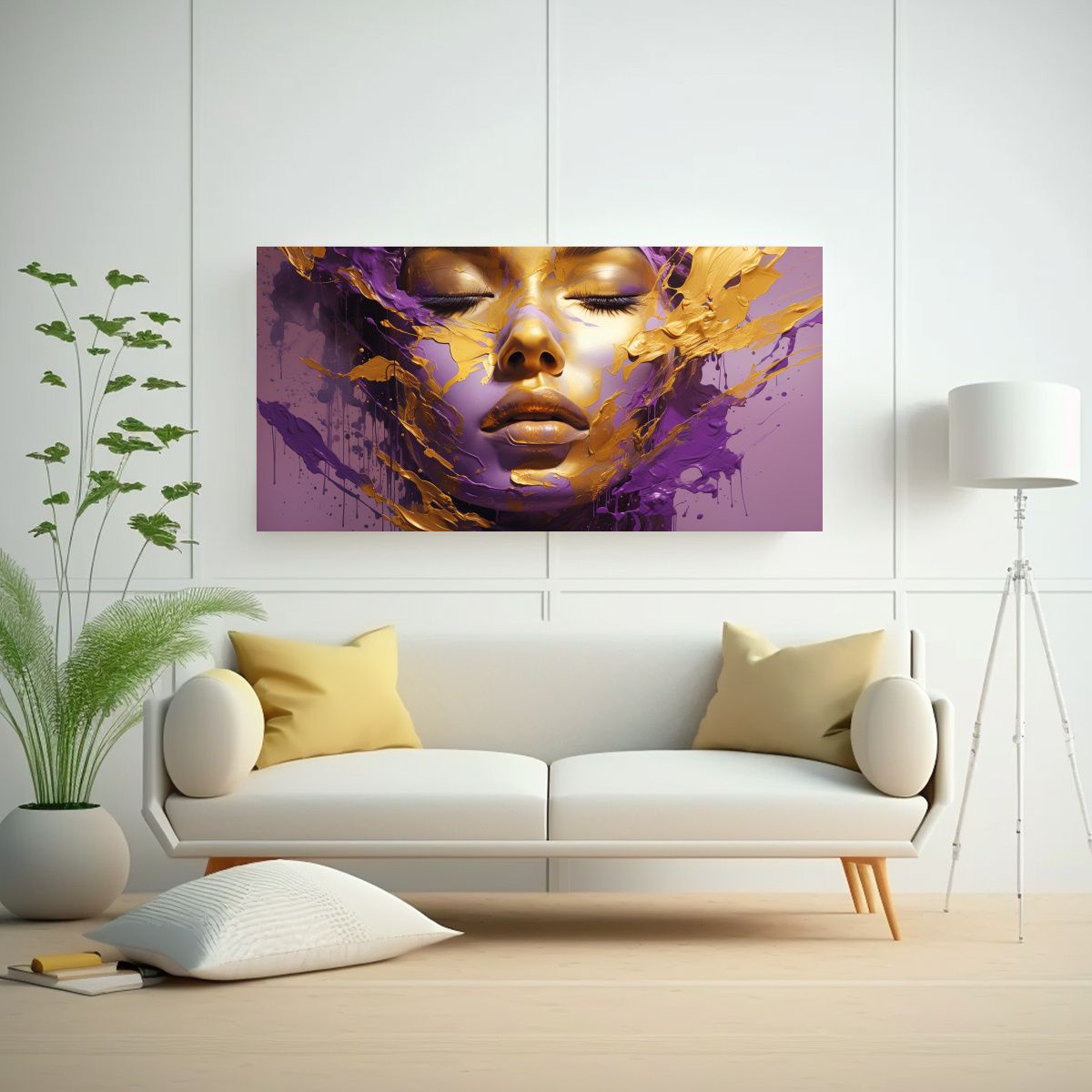 GENERICO - Cuadro Digital Armonía Cromática Estilo Oro Y 100x50 Cm