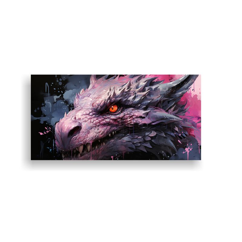 GENERICO - Cuadro Impreso Cocina Dragón Rosa Estilo Neonoir 100x50 Cm