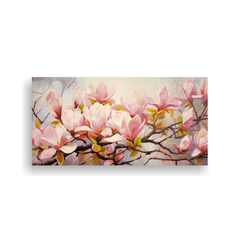 GENERICO - Pintura Abstracta De Magnolias En Colores Vivos 80x40 Cm