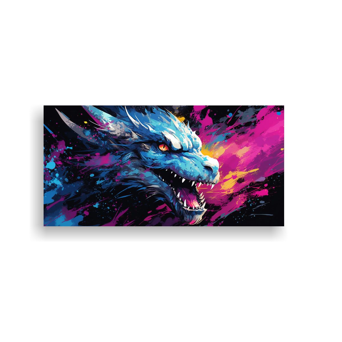 GENERICO - Pintura En Bastidor Dragón En Colores 60x30 Cm