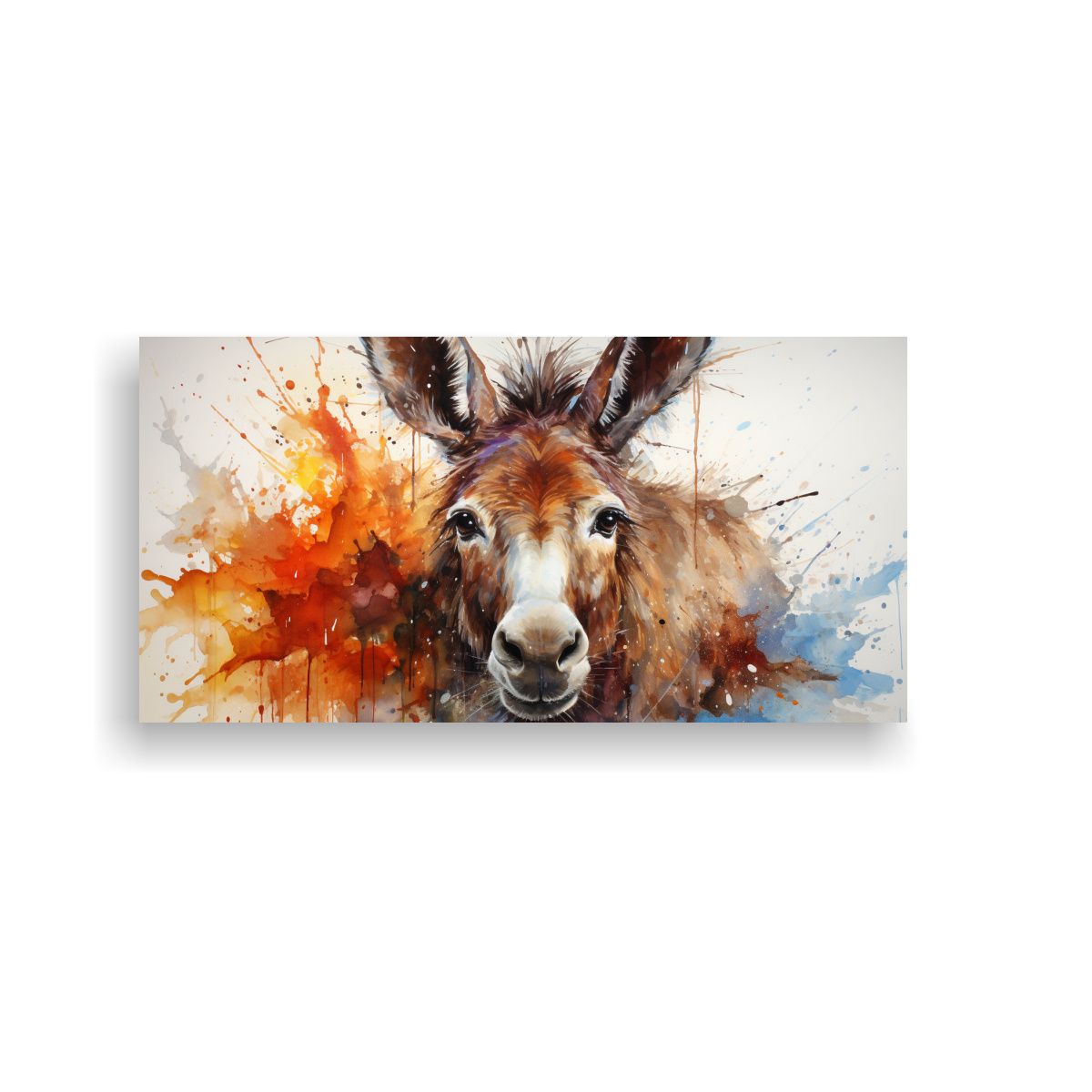 GENERICO - Pintura En Lienzo De Burro En Acuarelas Coloridas 60x30 Cm