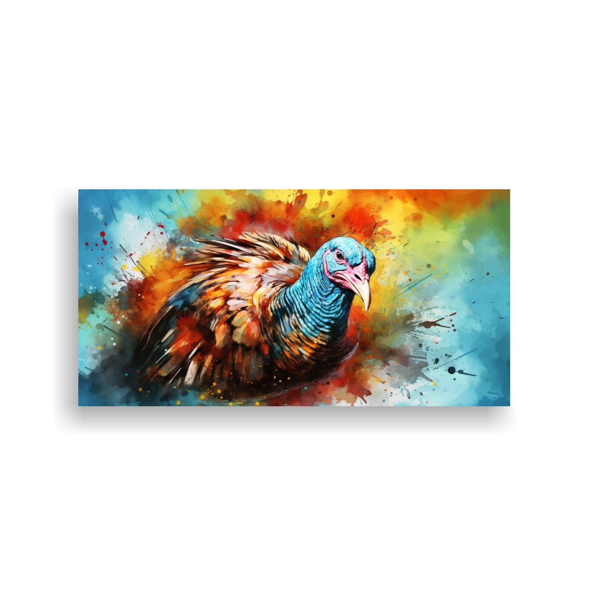 GENERICO - Pintura En Tela Estilo Acuarela Pavo Multicolor 21 60x30 Cm