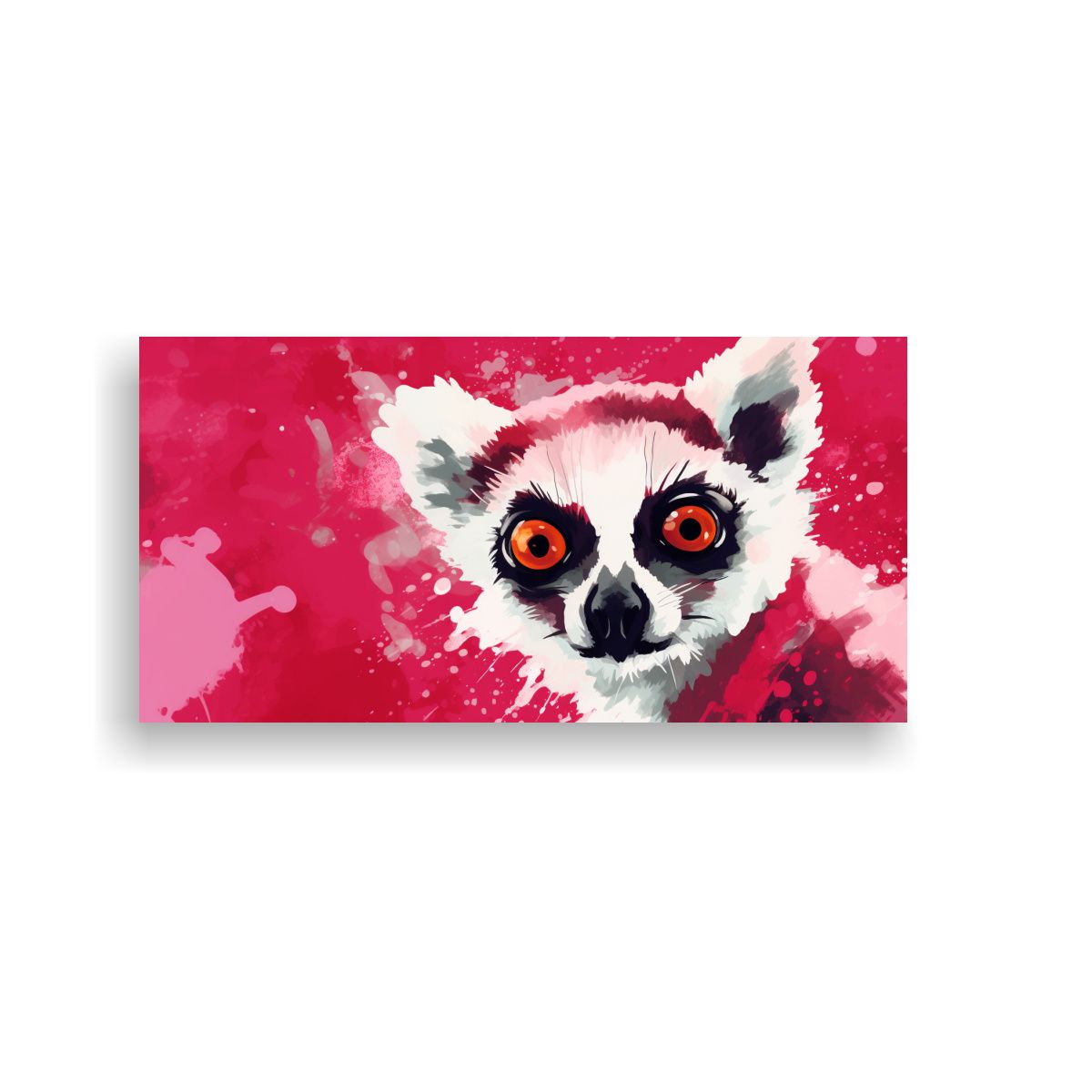 GENERICO - Pintura En Bastidor Lemur En Colores Rubí Y 100x50 Cm