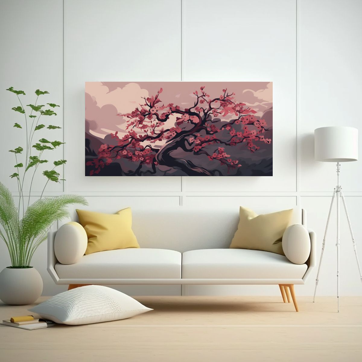 GENERICO - Cuadro Tema Espacio Con Un Cerezo En Colores 80x40 Cm