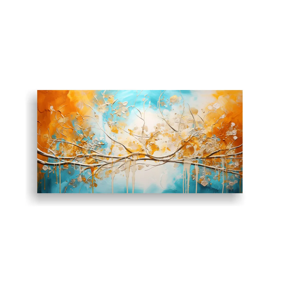 GENERICO - Arte De Pared Abstracción En Naranja Y Oro 100x50 Cm