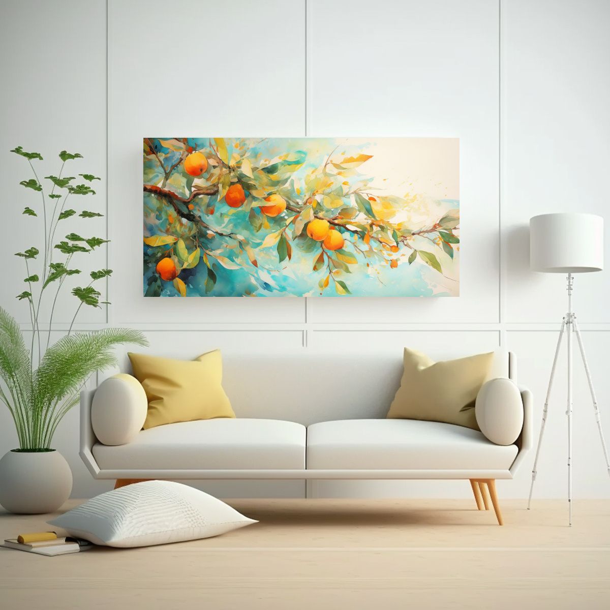 GENERICO - Pintura Abstracta Relieve árbol Mango Turquesa Y 60x30 Cm