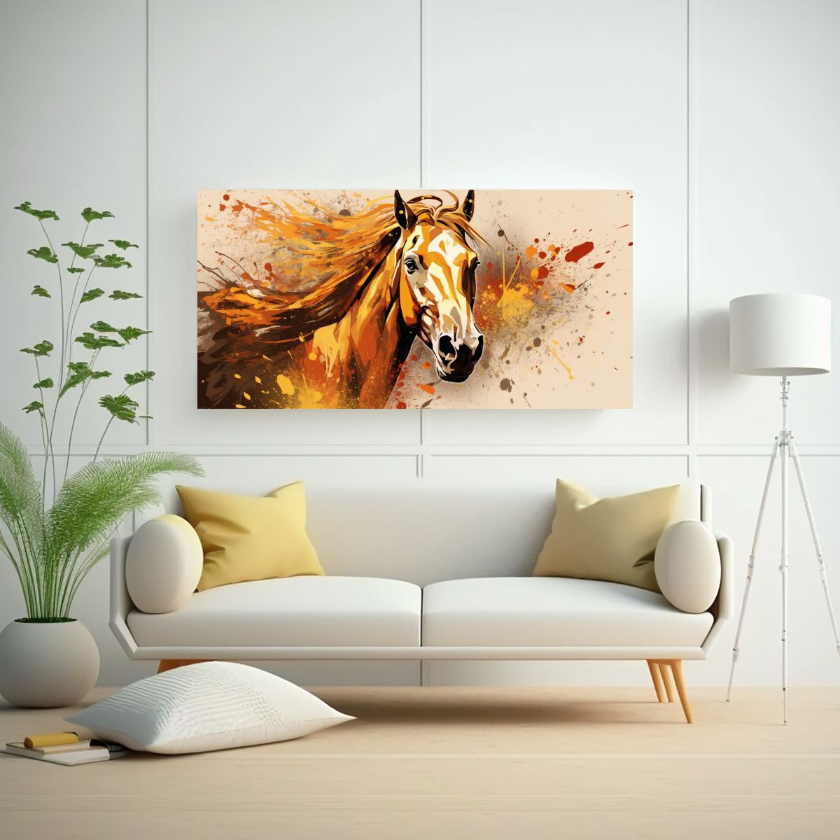GENERICO - Cuadro Inspirador Caballo Quarter En Tonos 60x30 Cm