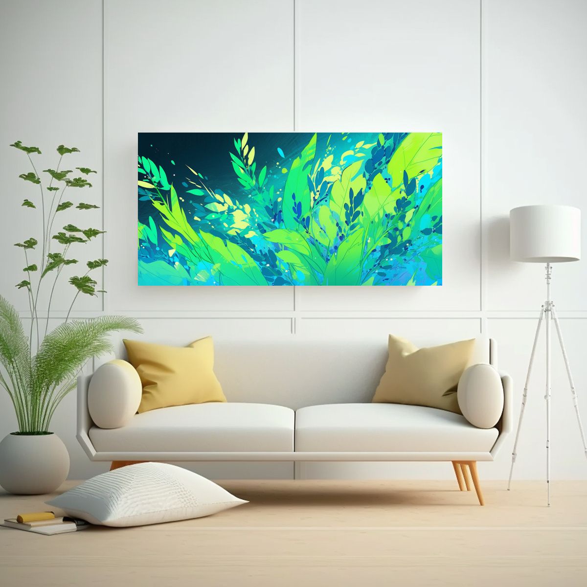 GENERICO - Cuadro Modernos Perspectiva Verde Y Azul 100x50 Cm