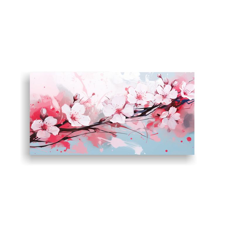 GENERICO - Pintura Lienzo Blanco Y Rosa Atmosfera Neonoir 80x40 Cm