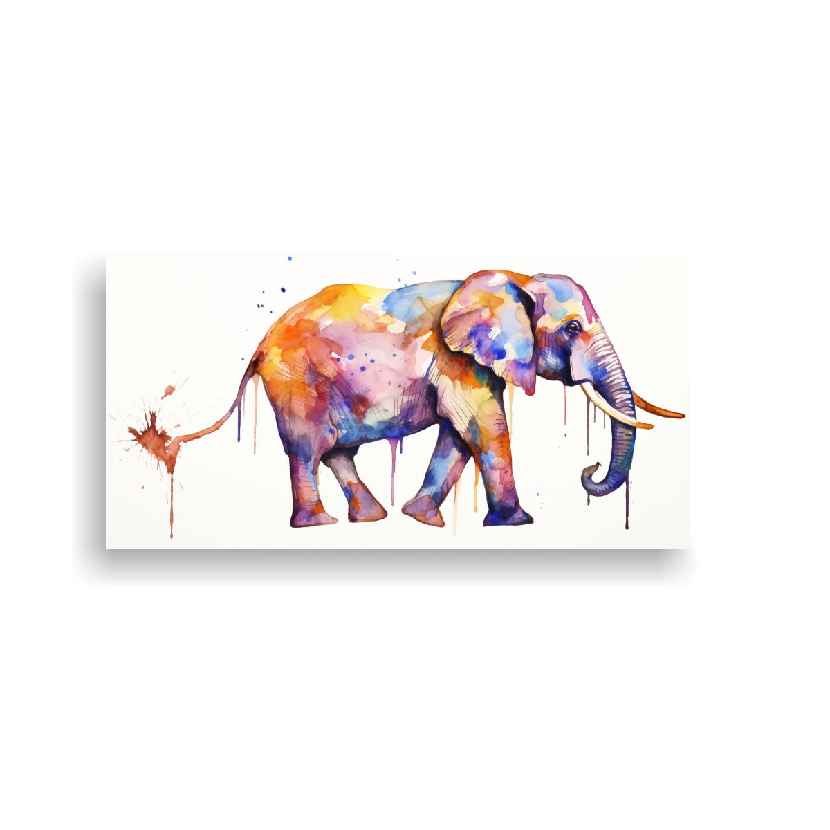 GENERICO - Elefante En Acuarela Y Colores Dorados Pop Art 80x40 Cm