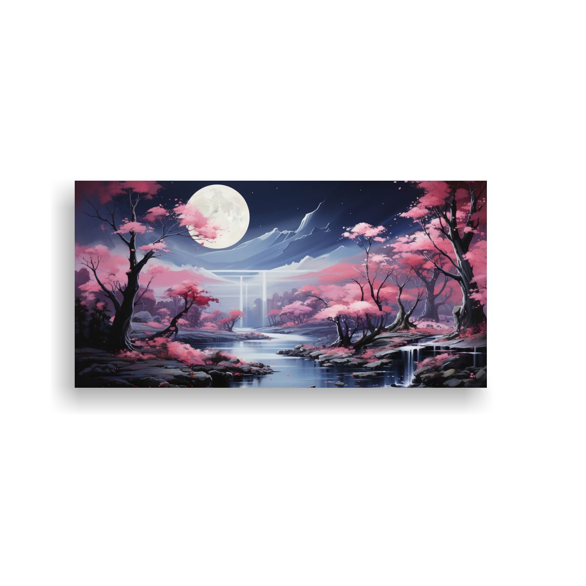 GENERICO - Tela En Bastidor Inspiración Escena Con Luna 100x50 Cm.
