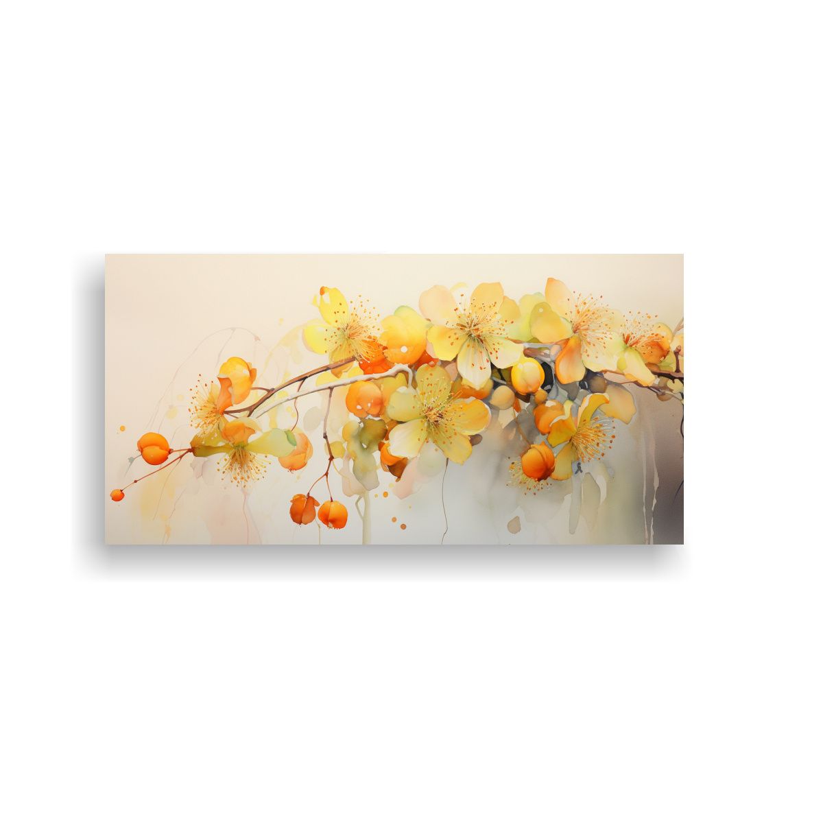 GENERICO - Pintura Abstracta Juvenil De Canva Con Flores De 100x50 Cm.