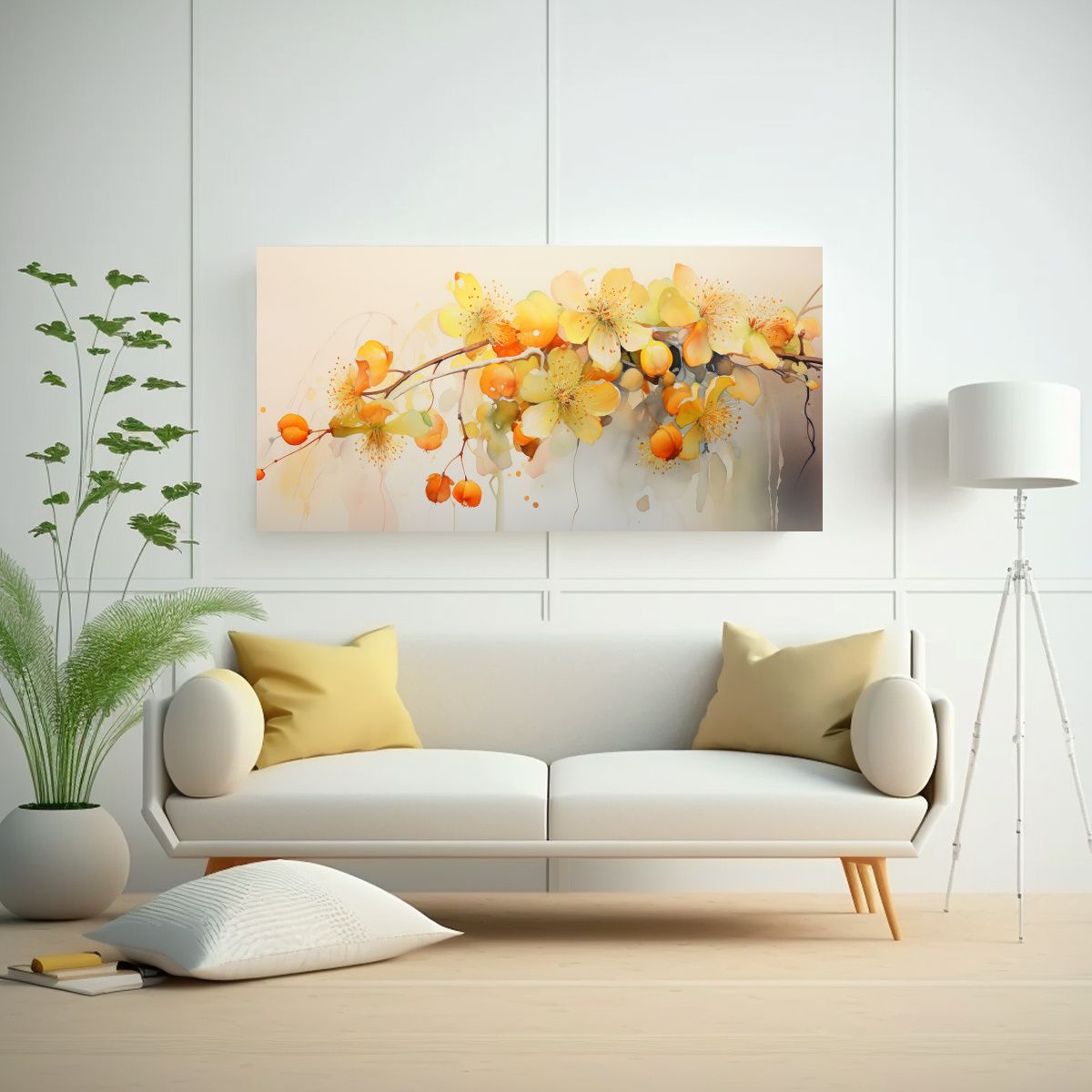 GENERICO - Pintura Abstracta Juvenil De Canva Con Flores De 100x50 Cm.