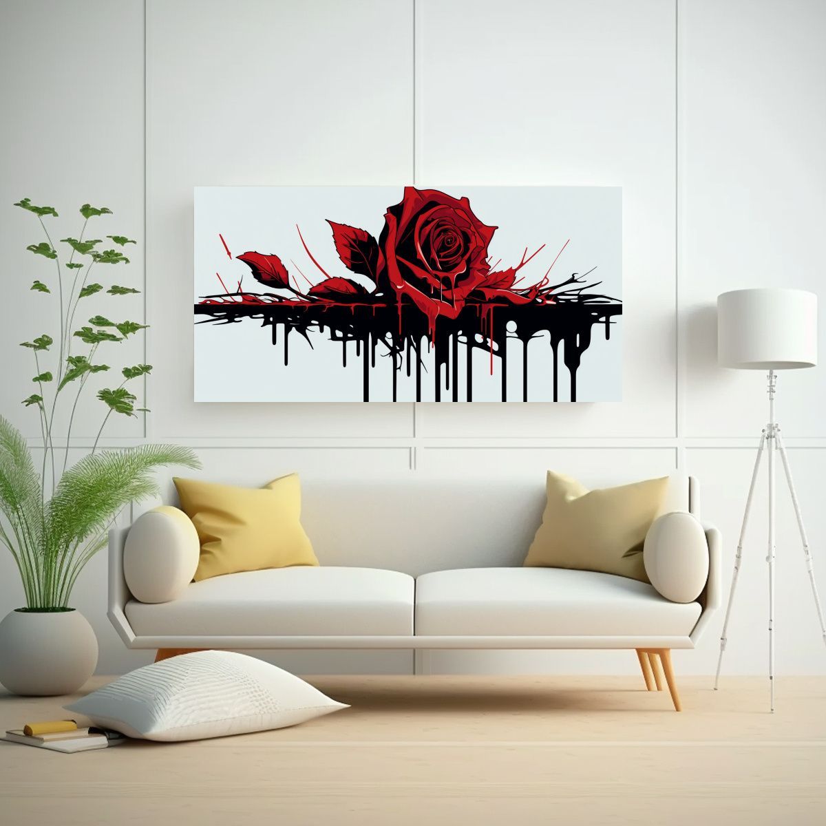 GENERICO - Pintura Lienzo Detalle Rosa Sangrante Y Muerte 100x50 Cm