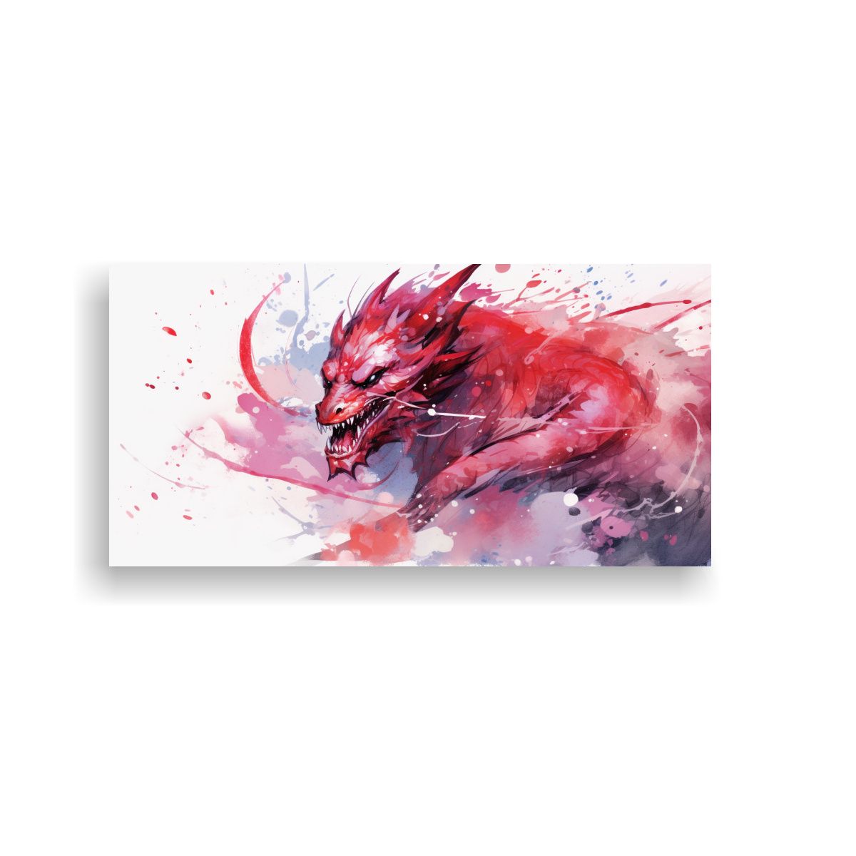 GENERICO - Pintura Decorativa De Un Dragón En Acuarelas Y 80x40 Cm