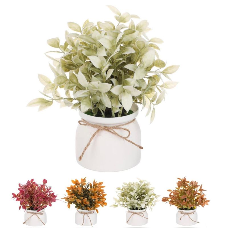 HOMEY - Pack 4 Macetas Decorativas Homey Con Planta Artificial,18*8cm,Color surtido