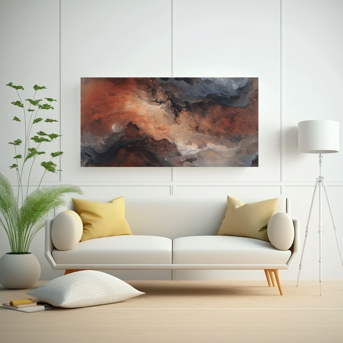 GENERICO - Pintura Abstracta En Tonos Rojos Y Marrones Para 100x50 Cm