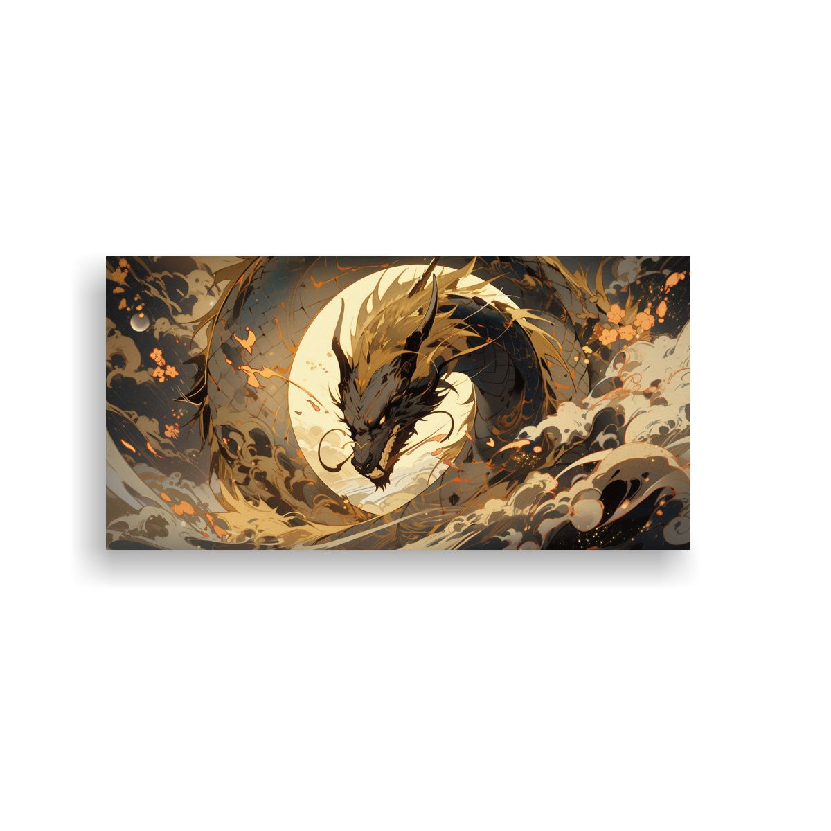 GENERICO - Pintura Contemporánea De Dragón En Tonos 80x40 Cm