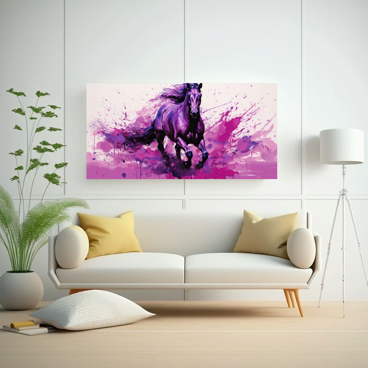 GENERICO - Lienzo De Tela Caballo Purpura Estilo Neo Pop 80x40 Cm