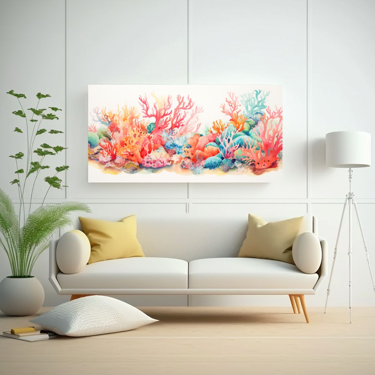 GENERICO - Pintura De Acuarela Coral Estilo Clásico Para 80x40 Cm