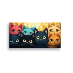 GENERICO - Cuadro Concepto Refinado Gatos Animados Colores 60x30 Cm