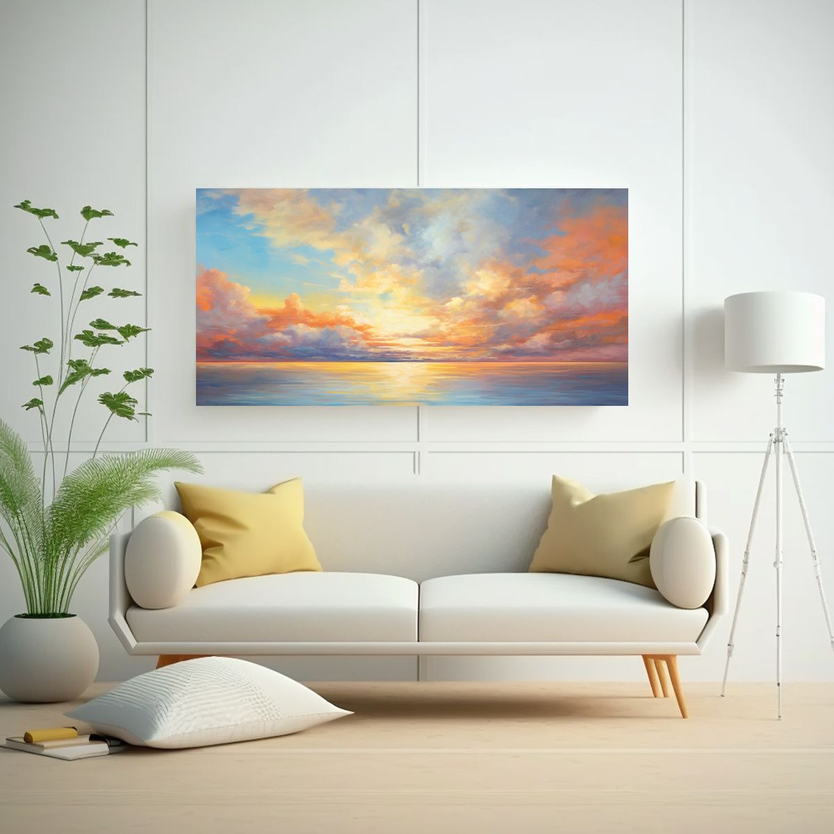 GENERICO - Pintura Abstracta De Amaneceres Y Atardeceres En 60x30 Cm