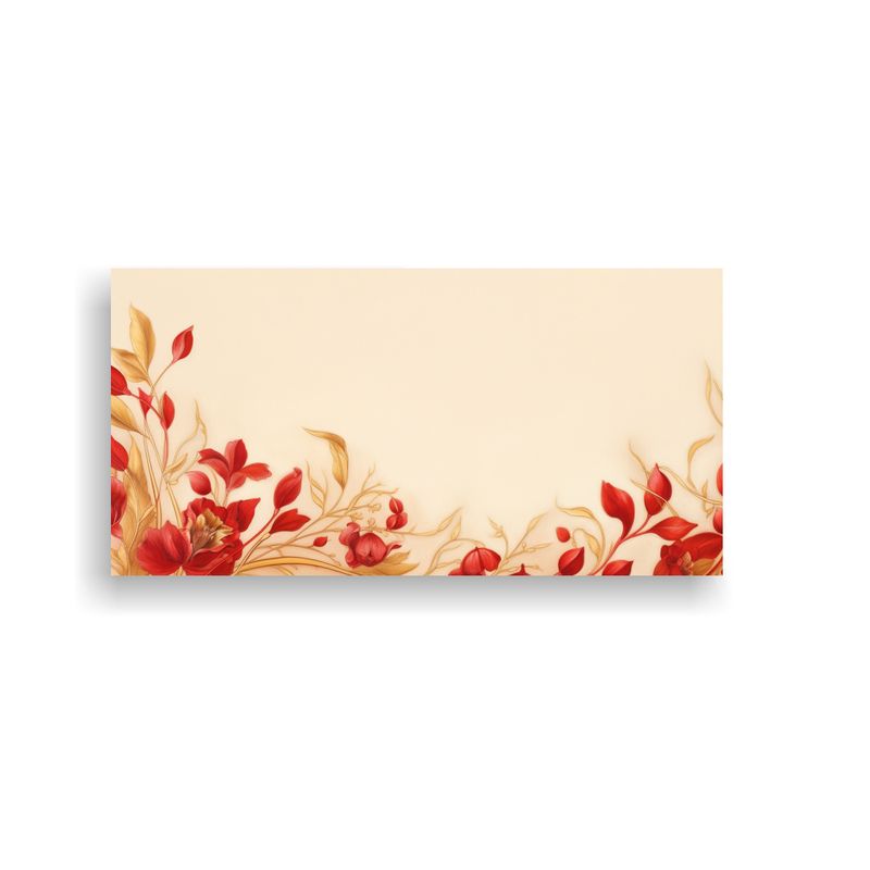 GENERICO - Dibujo Abstracto Floral Rojo Y Dorado Estilo 60x30 Cm