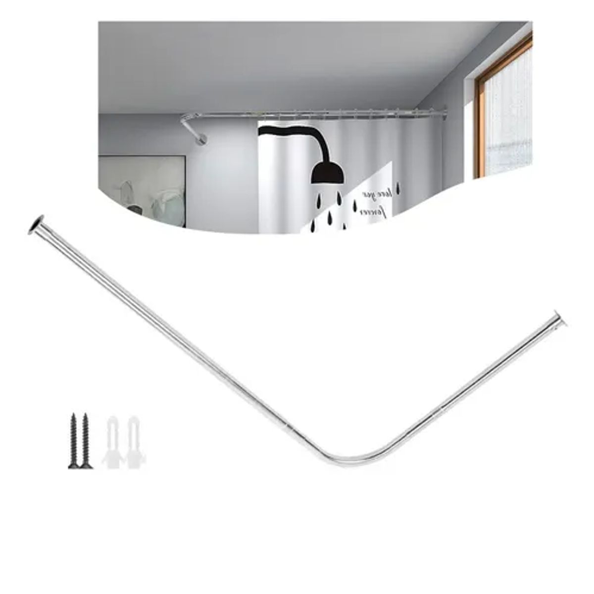 GENERICO - Barra Extensible Cortina Ducha Acero Inoxidable 100-160cm Plateado