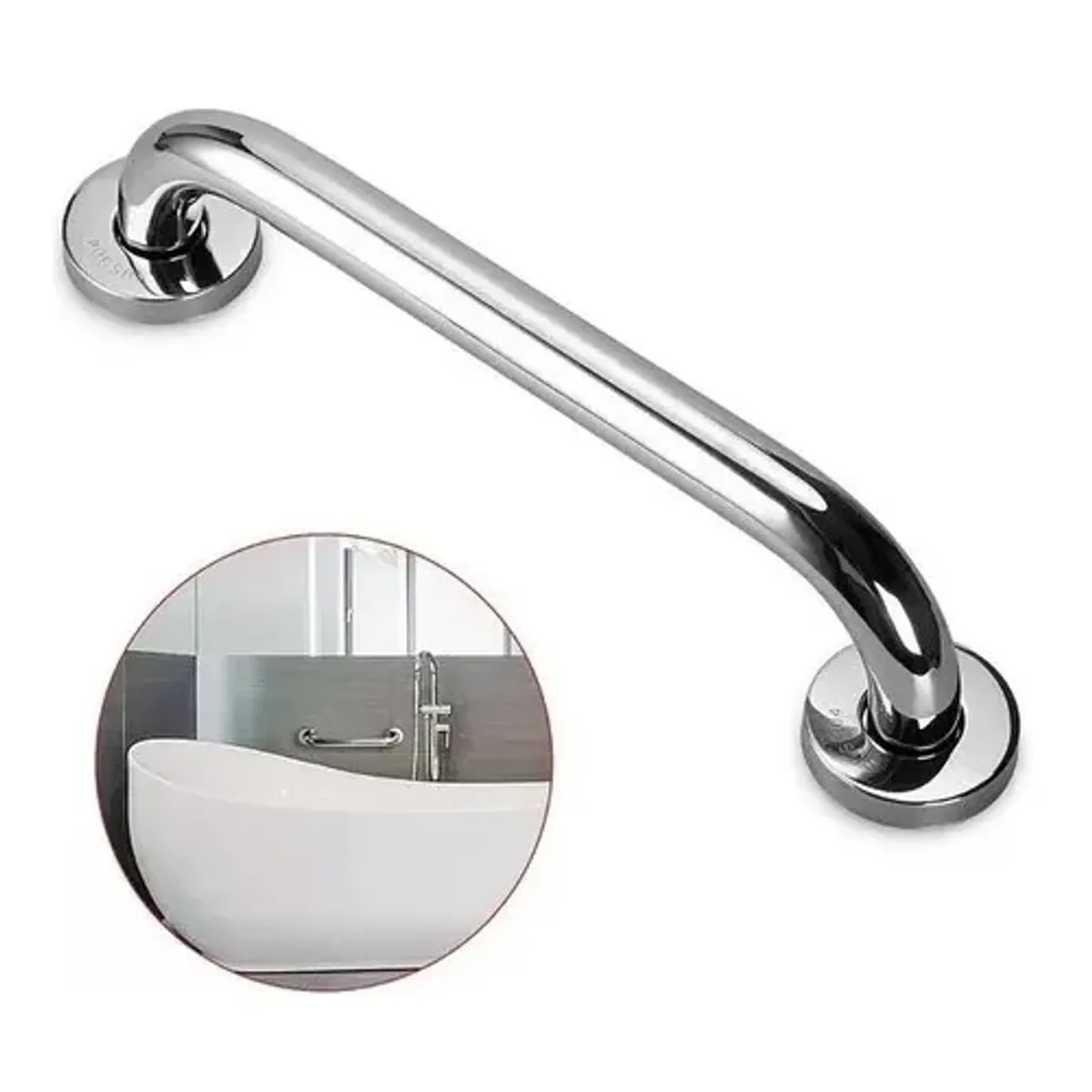 GENERICO - Barra Seguridad Recta Ducha Baño 40 Cm X 25 Cm Inoxidable Color Plateado