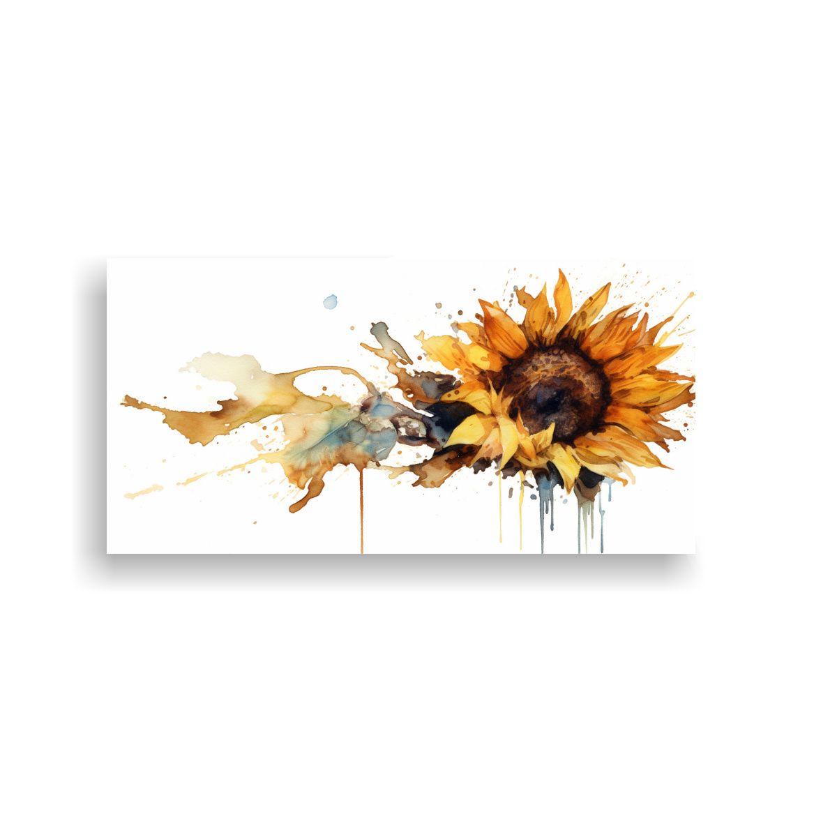 GENERICO - Pinturas Acuarela Girasoles Comunes Prensados En 60x30 Cm