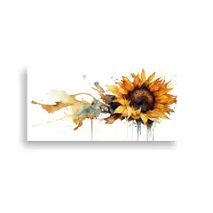 GENERICO - Pinturas Acuarela Girasoles Comunes Prensados En 60x30 Cm