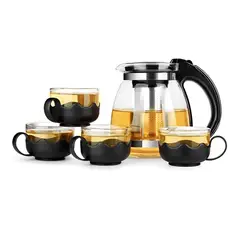 GENERICO - Tetera Con Infusor De 1 Litro Y 4 Tazas En Tarro De Vidrio