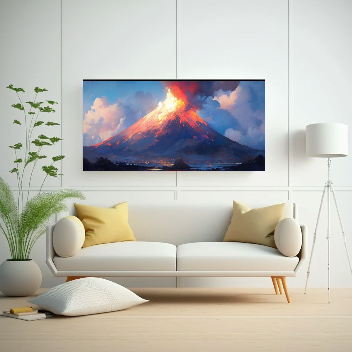 GENERICO - Pintura Abstracta De Un Volcán Con Colores 60x30 Cm