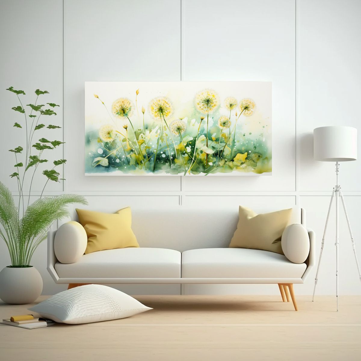 GENERICO - Pintura Abstracta De Flores De Diente De León En 60x30 Cm