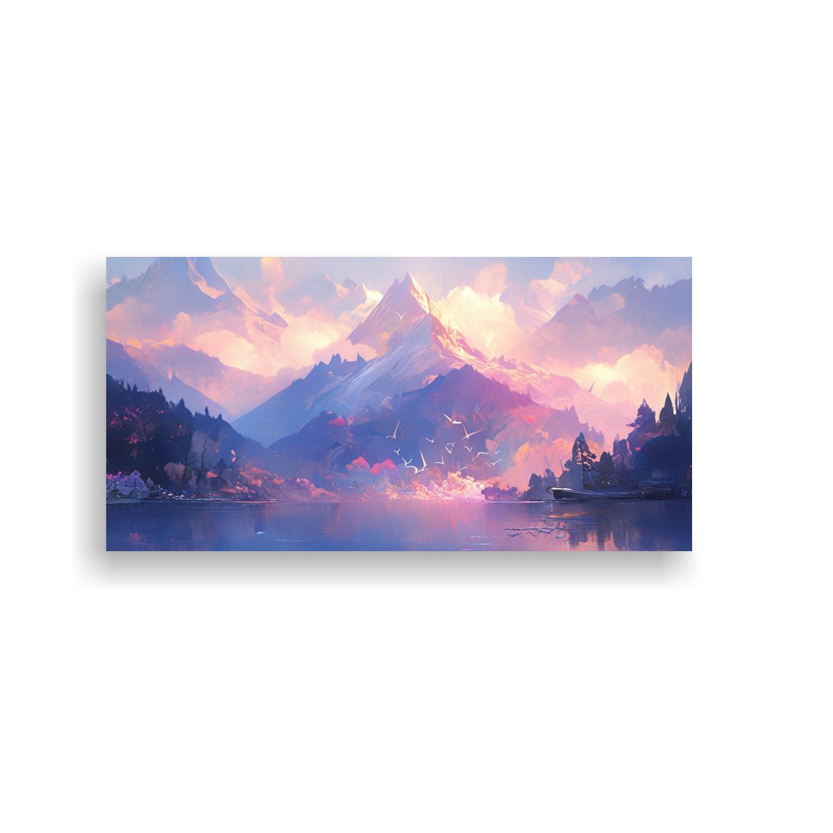 GENERICO - Pintura Abstracta Visionaria De Lagos Y Montañas 100x50 Cm