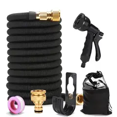 GENERICO - Manguera Retráctil Expandible 15 Metros Pistola Y Acoples Negro