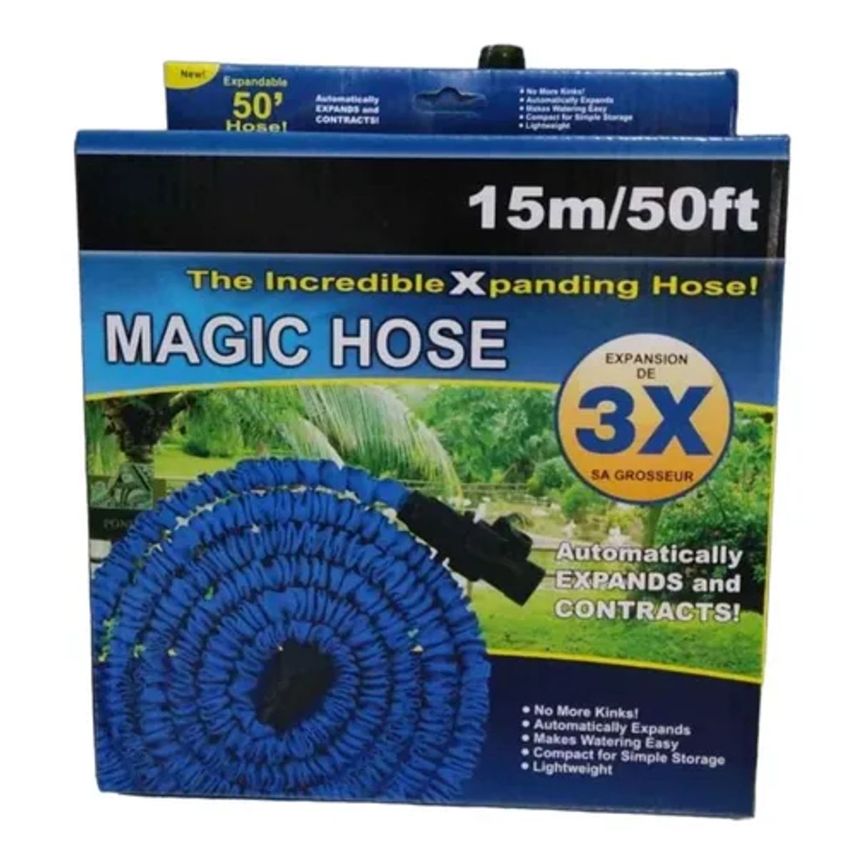 GENERICO - Manguera Retractil Expandible Jardin Agua Jardineria 15 Mts Color Azul