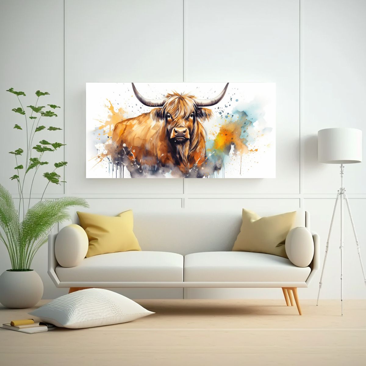 GENERICO - Pintura De Yak En Acuarelas Y Colores Dorados Neo 80x40 Cm.