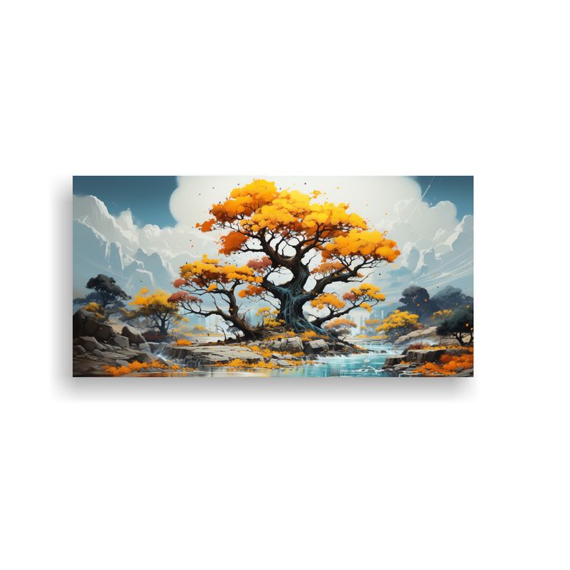 GENERICO - Pintura Abstracta Composición Dinámica árbol 60x30 Cm