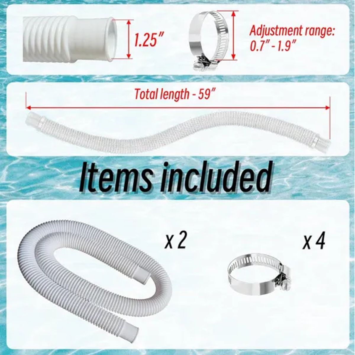GENERICO - 2 Und Pack Manguera Filtro Piscina Para Intex Bestway 150cm Blanco