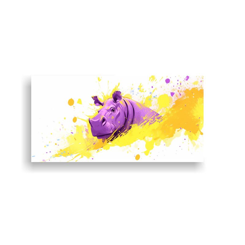 GENERICO - Canva Dibujo Artesanal De Hipopótamo En Amarillo 100x50 Cm