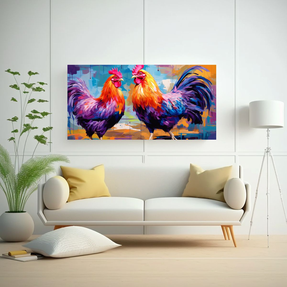 GENERICO - Pinturas Decorativas De Gallinas Y Gallos En 80x40 Cm