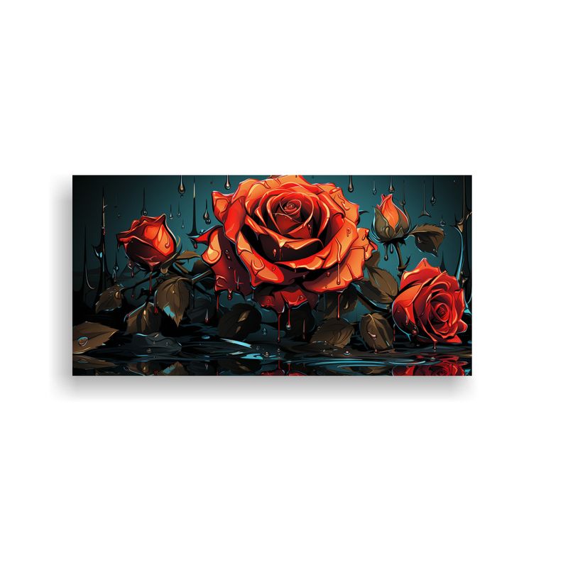 GENERICO - Cuadro Abstracto Estilo Plano De Una Rosa 60x30 Cm