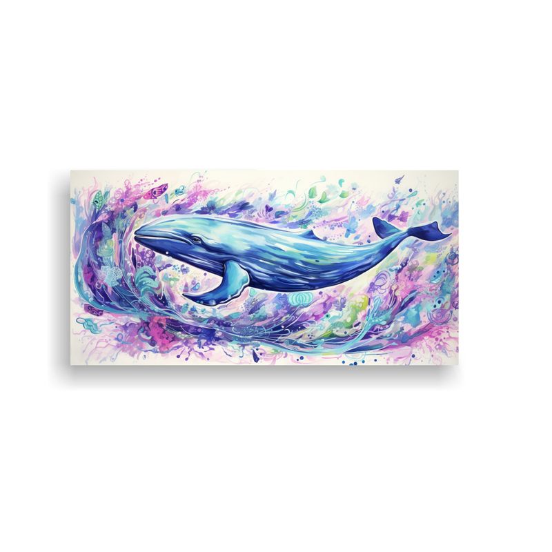 GENERICO - Cuadro Decorativo Tema Simetría Ballena Azul En 100x50 Cm