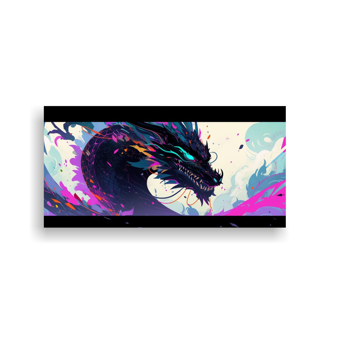 GENERICO - Cuadro Estética De Dragón En Colores Pastel Y 80x40 Cm