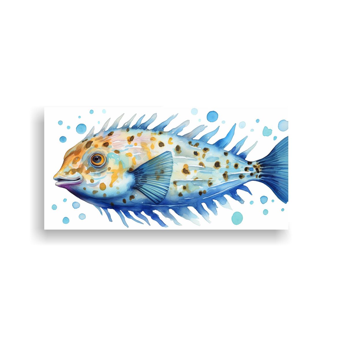 GENERICO - Cuadro Puffer Fish Acuarela Intensa En Lienzo 100x50 Cm
